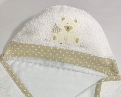 Toalha de Capuz forrada Urso Polar Bege
