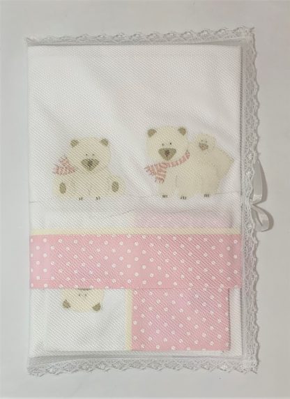 Conjunto de Lençol de Berço Ursa Polar Rosa - Image 6