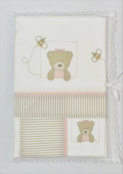Lençol de berço 3 peças Ursinha Rosa - Image 6