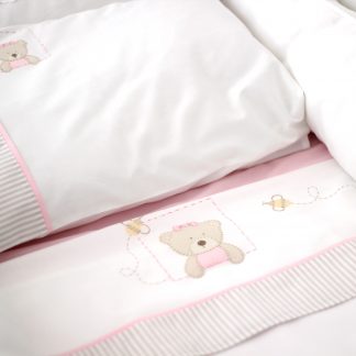 Conjunto de Lençóis de Berço com 3 peças Ursinha Rosa