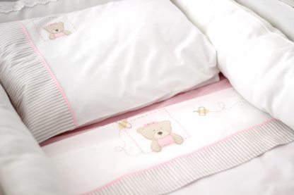 Conjunto de Lençóis de Berço com 3 peças Ursinha Rosa