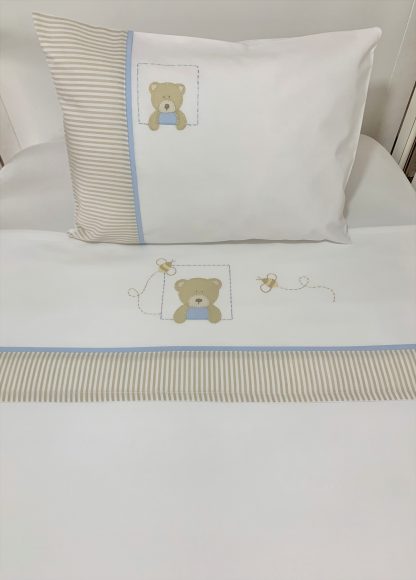 Conjunto de Lençol de Berço com 3 peças Ursinho Azul - Image 3