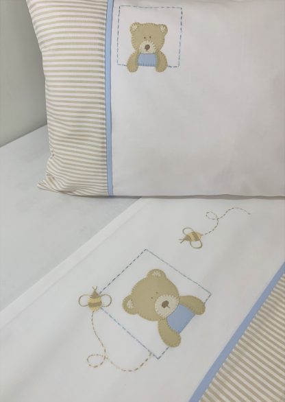 Conjunto de Lençol de Berço com 3 peças Ursinho Azul - Image 2