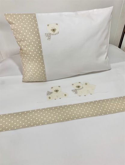 Lençol de Berço Urso Polar Bege