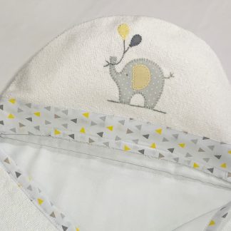 Toalha de Capuz forrada Elefante Amarelo