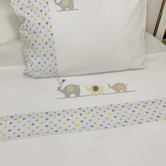 Lençol de Berço com 3 peças Elefante Amarelo