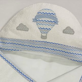 Toalha de Capuz forrada Balão Azul