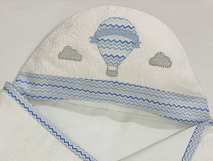 Toalha de Capuz forrada Balão Azul