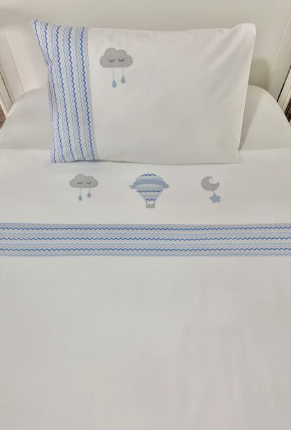 Lençol de Berço com 3 peças Balão Cinza e Azul - Image 5