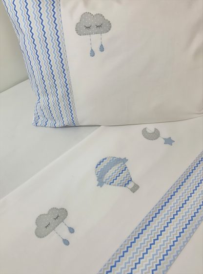 Lençol de Berço com 3 peças Balão Cinza e Azul - Image 3