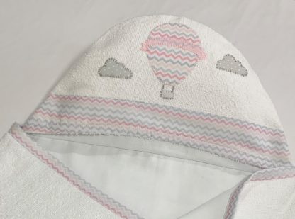 Toalha de Capuz forrada Balão Rosa
