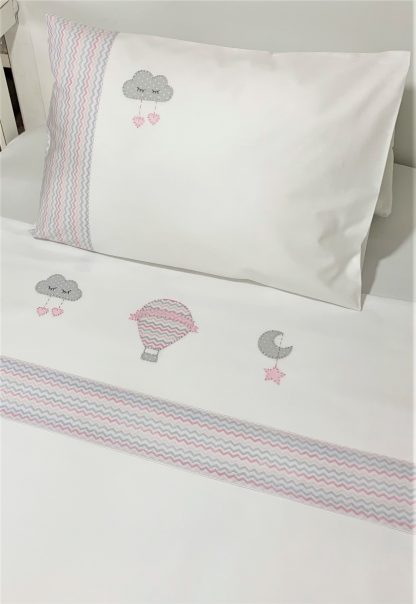 Lençol de Berço com 3 peças Balão Rosa - Image 3