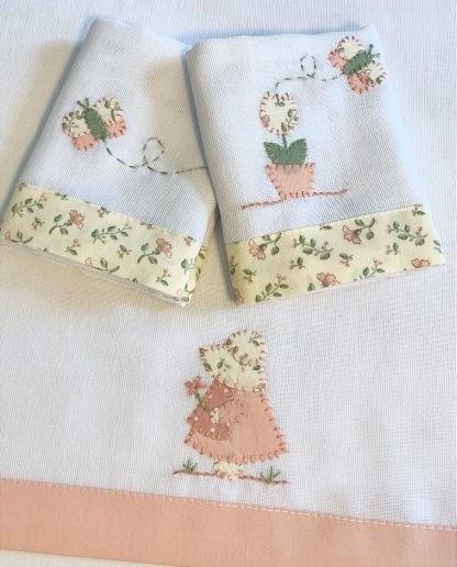 Fraldinha de Boca com 3 peças Camponesa Rosê