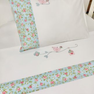 Lençol de Berço com 3 peças Beija-Flor