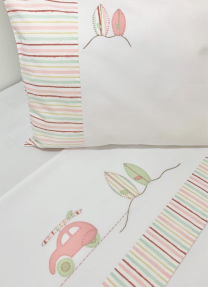Lençol de Berço com 3 peças Surf Rosa - Image 3