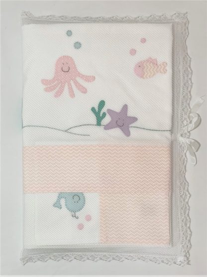 Lençol de Berço com 3 Peças Fundo do Mar Rosa - Image 6